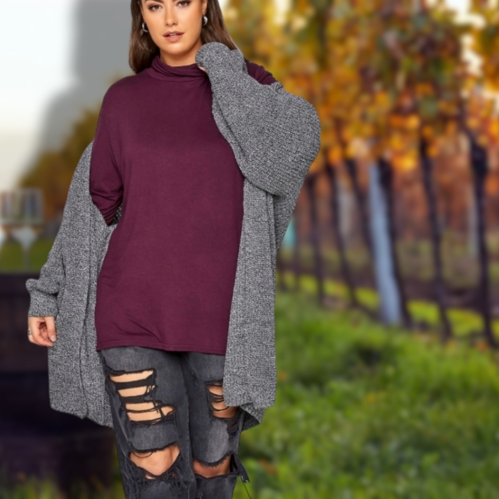 Lane Bryant Maroon Plus TUNIC KNITTED SWEATER - Picture 8 of 8
